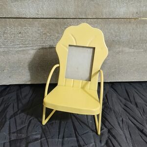 Yellow Metal Miniature Chair Photo Frame